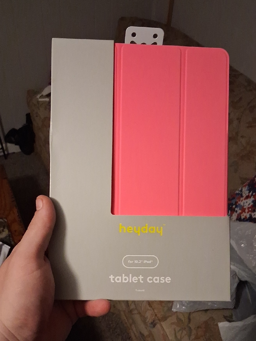 heyday Coral Pink Tablet Case with Tri-Fold Stand